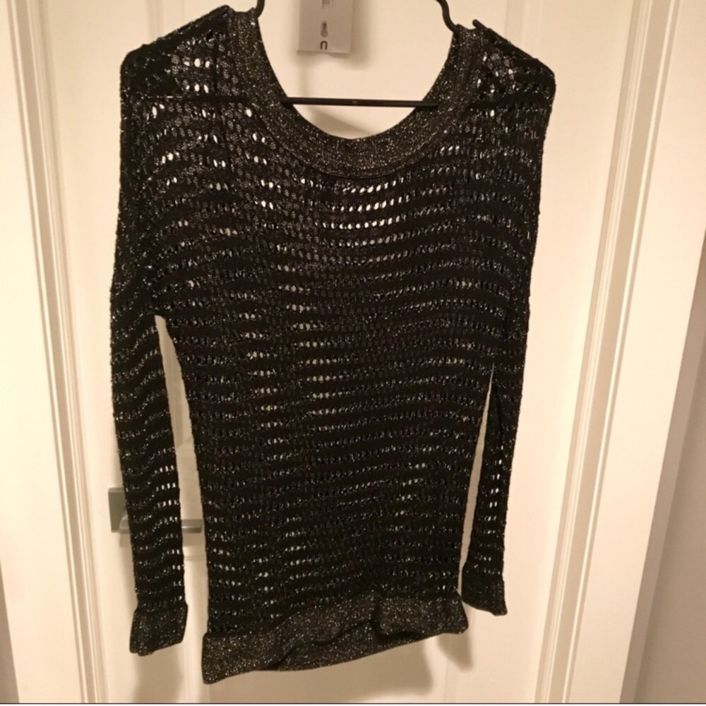 🆕Guess Metallic Crotched Knit Open Hole Sweater